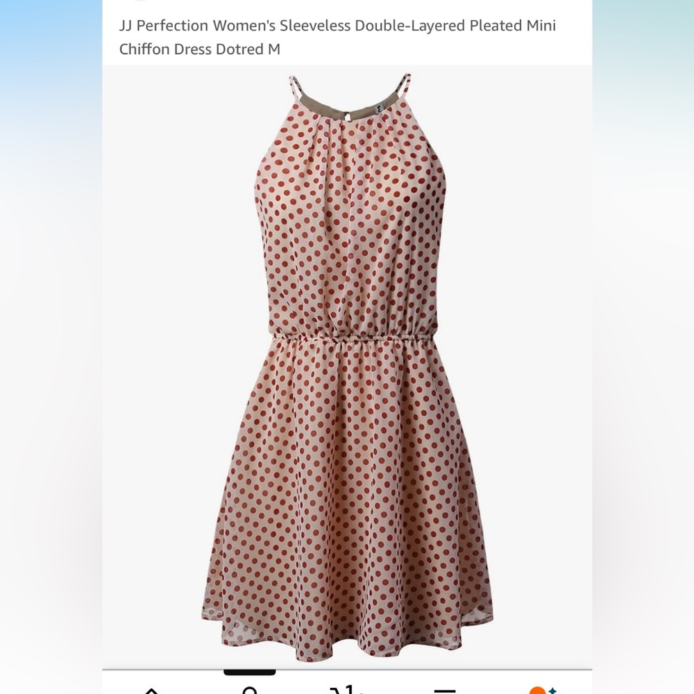 Doublju Cream With Red Polka Dots Halter Sundress